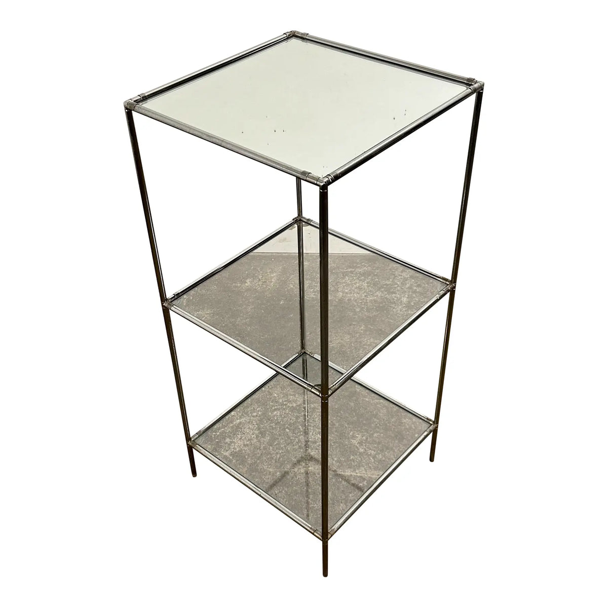 Mid 20th Century Poul Cadovius “Abstracta” 3-Shelf Chrome and Glass Display Bookcase