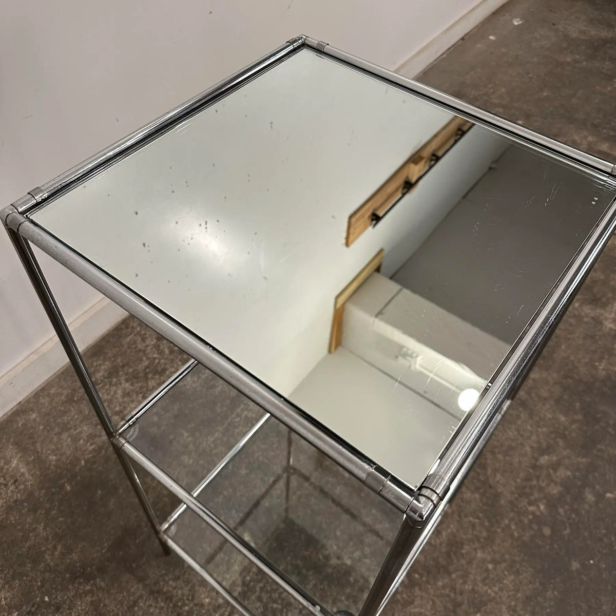 Mid 20th Century Poul Cadovius “Abstracta” 3-Shelf Chrome and Glass Display Bookcase
