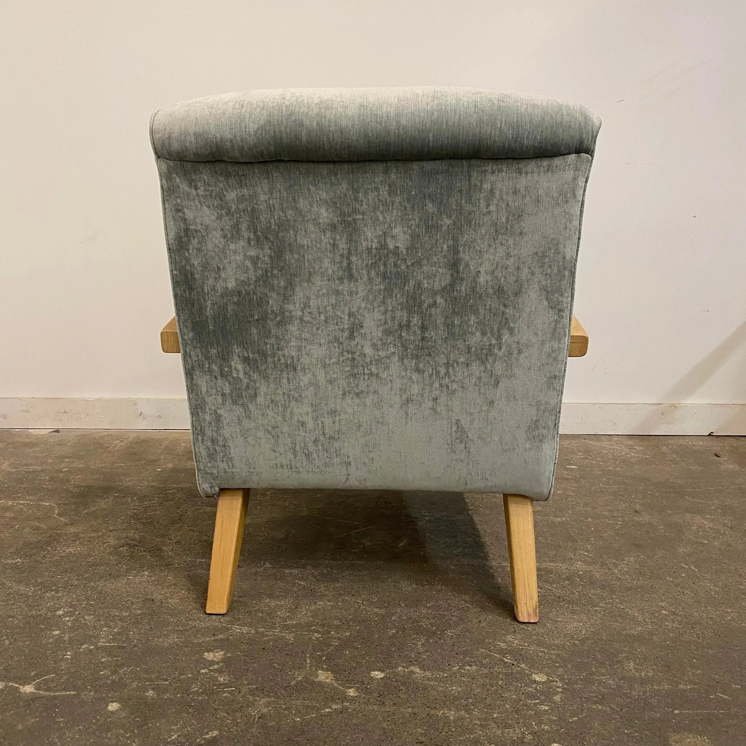 Pair of Reupholstered Arm Chairs in Teal Velvet