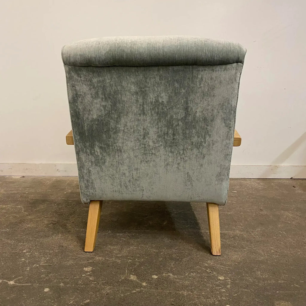 Mid 20th Century Reupholstered Arm Chairs in Teal Velvet