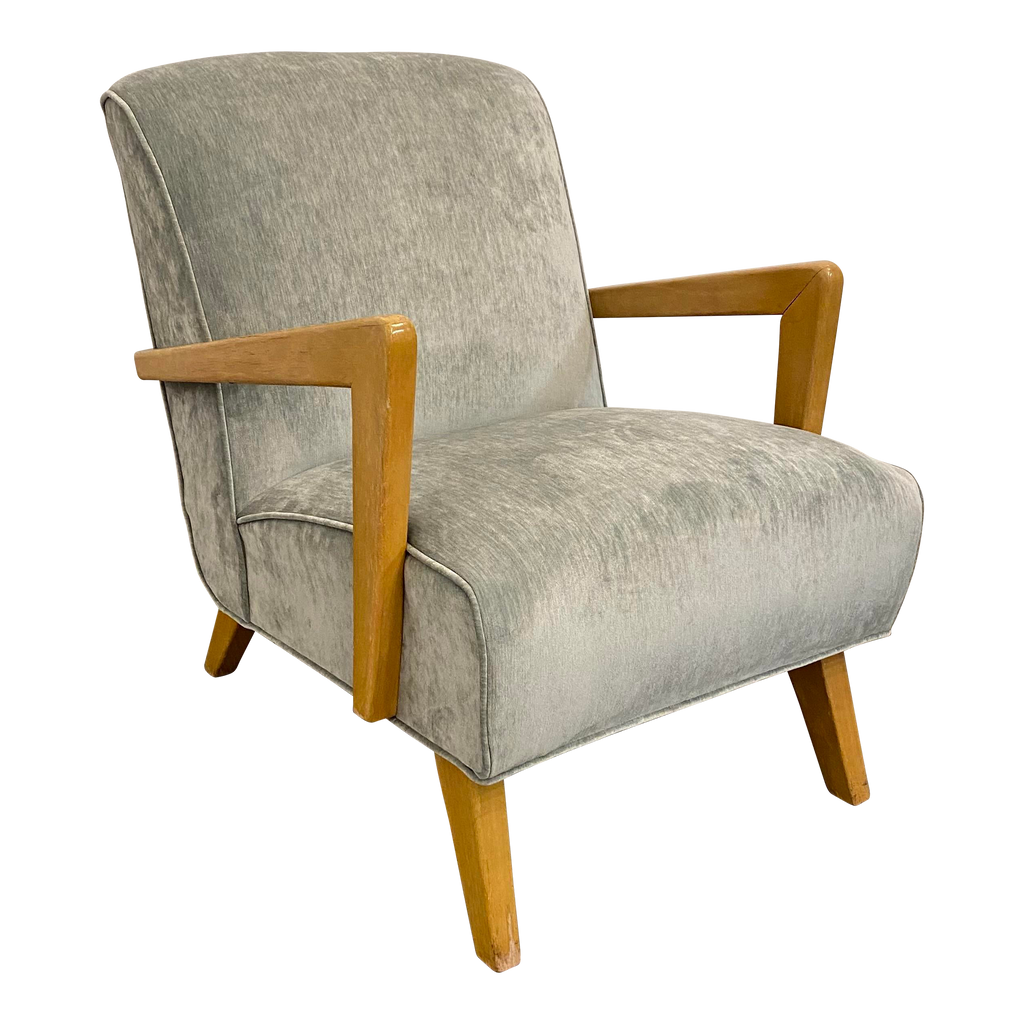 Pair of Reupholstered Arm Chairs in Teal Velvet