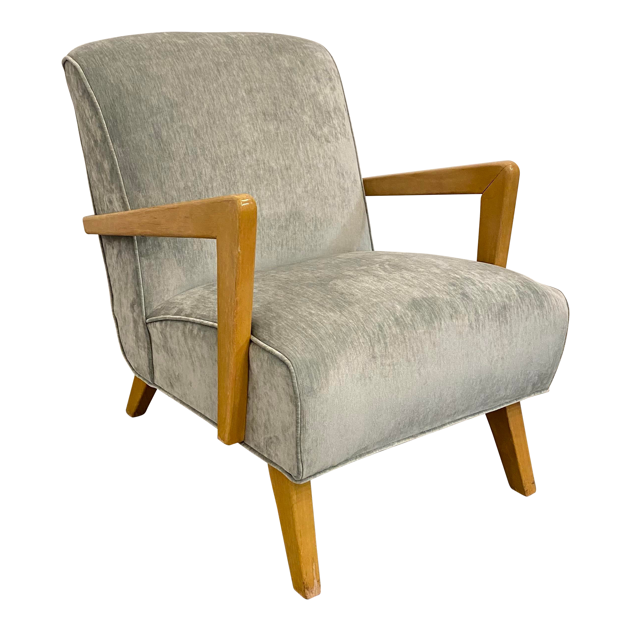 Pair of Reupholstered Arm Chairs in Teal Velvet