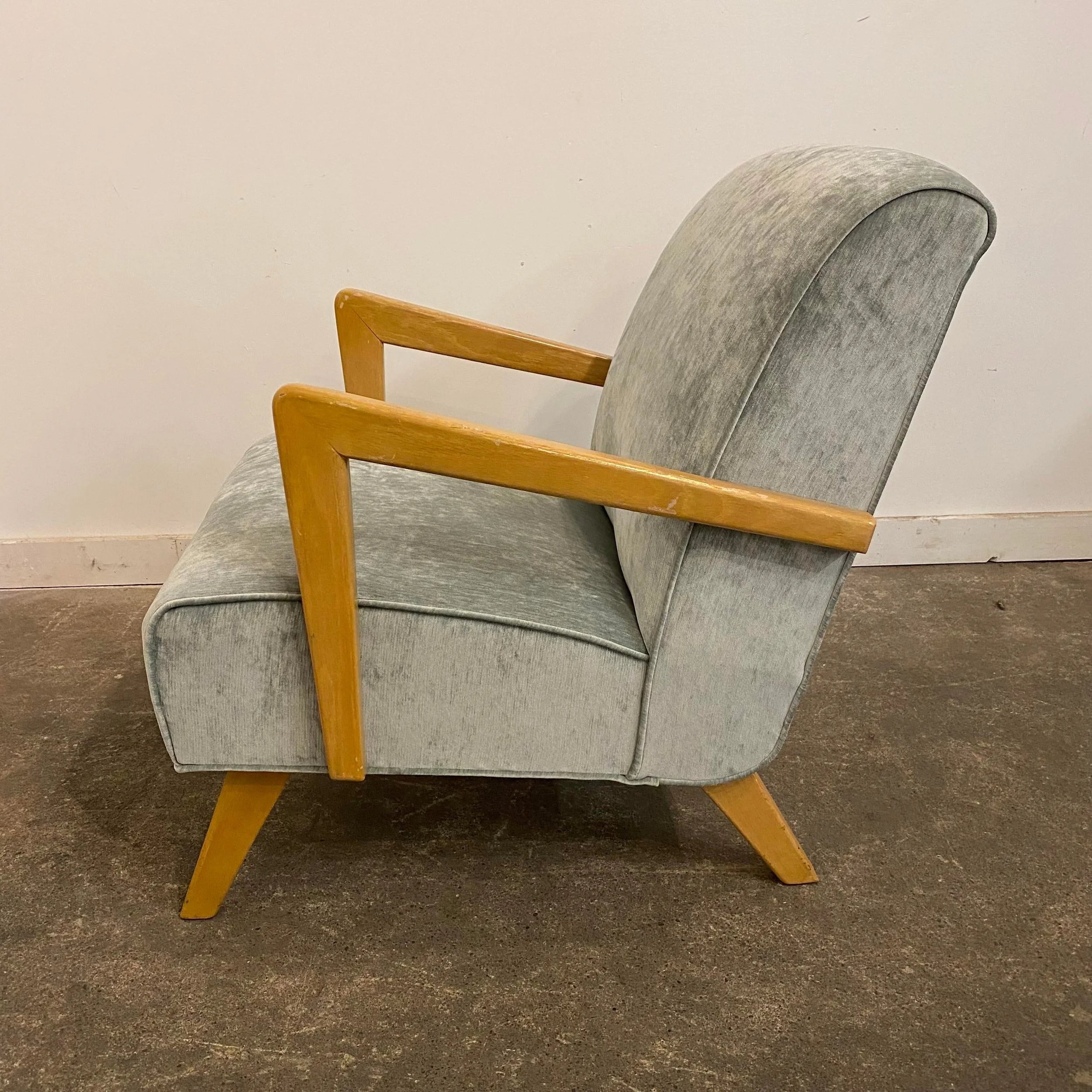 Pair of Reupholstered Arm Chairs in Teal Velvet
