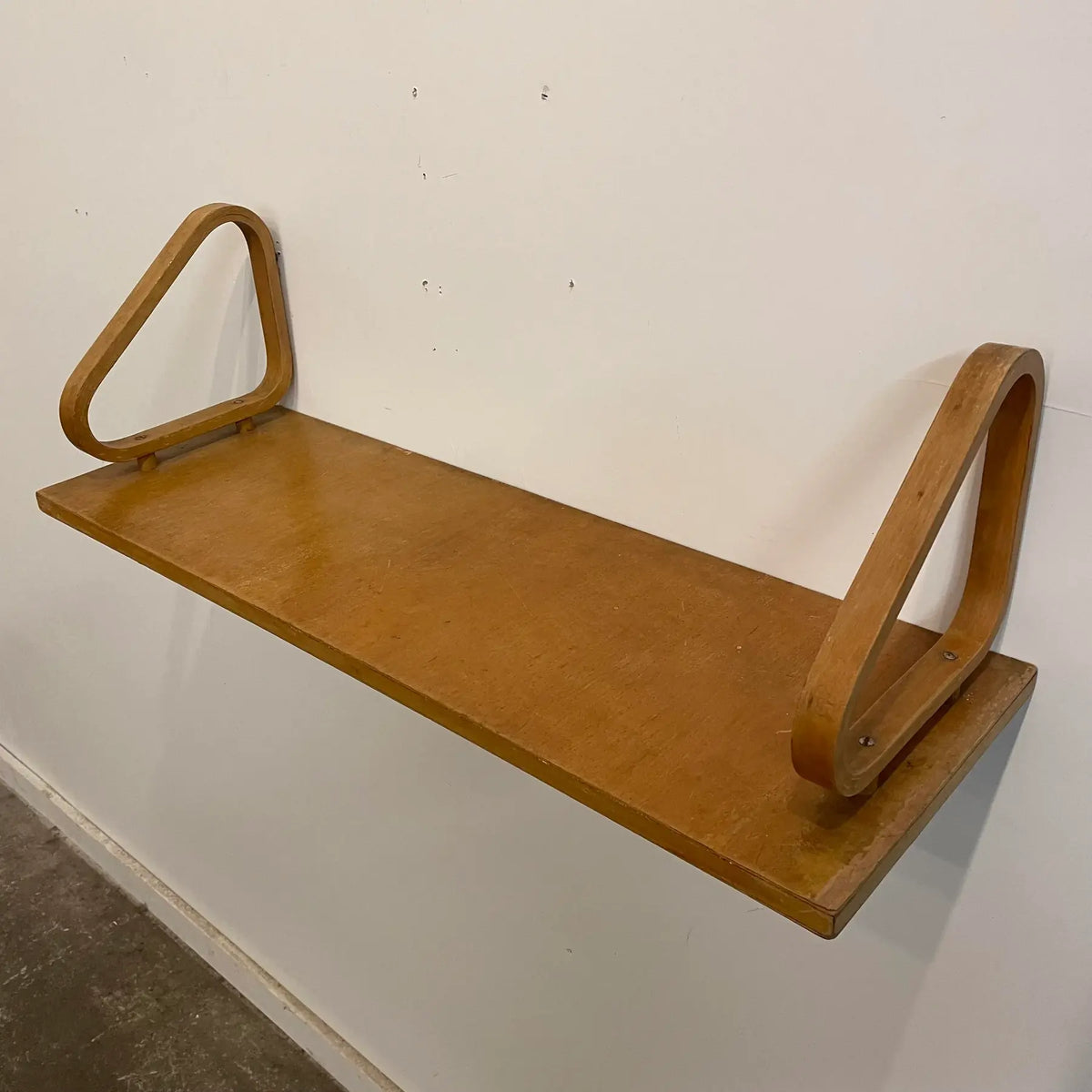 Mid 20th Century Vintage Mid-Century Modern Alvar Aalto Designed Wall Shelf Birds Eye Maple Bent Wood
