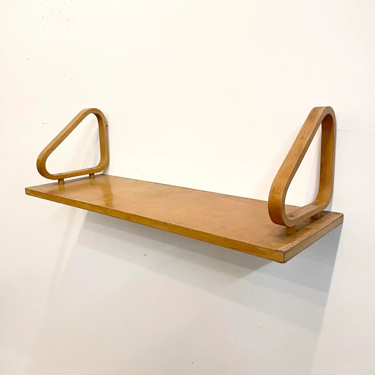 Mid 20th Century Vintage Mid-Century Modern Alvar Aalto Designed Wall Shelf Birds Eye Maple Bent Wood