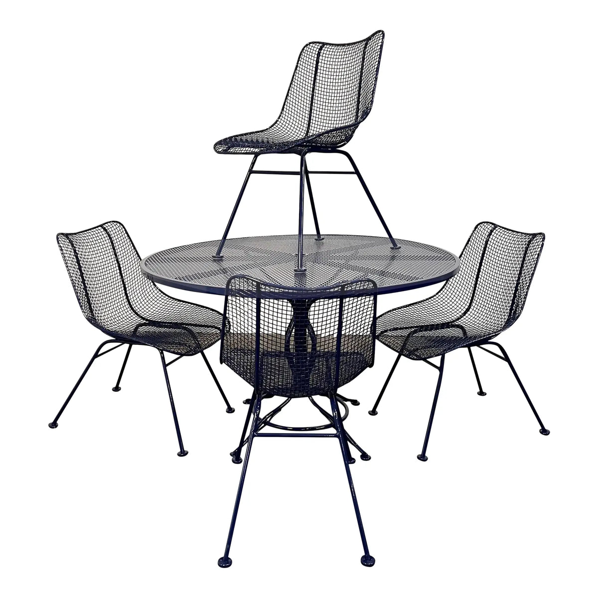 Mid 20th Century Woodard Sculptural Outdoor Dining Set & 4 Chairs, Attributed