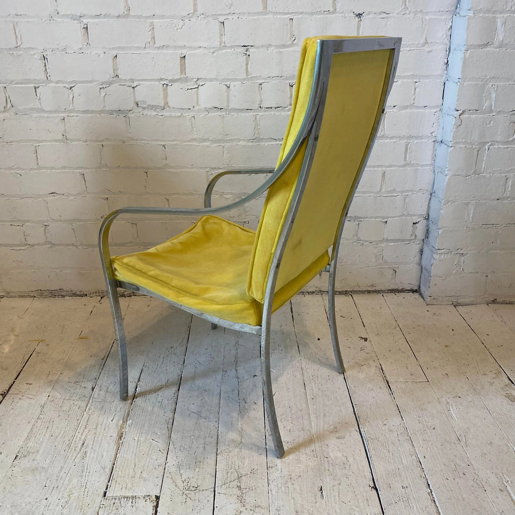 Set of 4 Yellow and Chrome Dining Chairs in the Style of Milo Baughman