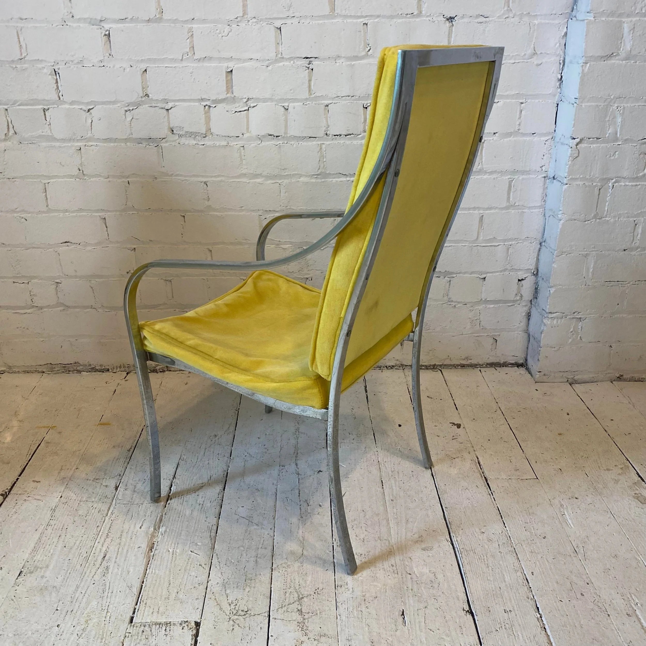 Set of 4 Yellow and Chrome Dining Chairs in the Style of Milo Baughman