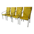 Set of 4 Yellow and Chrome Dining Chairs in the Style of Milo Baughman