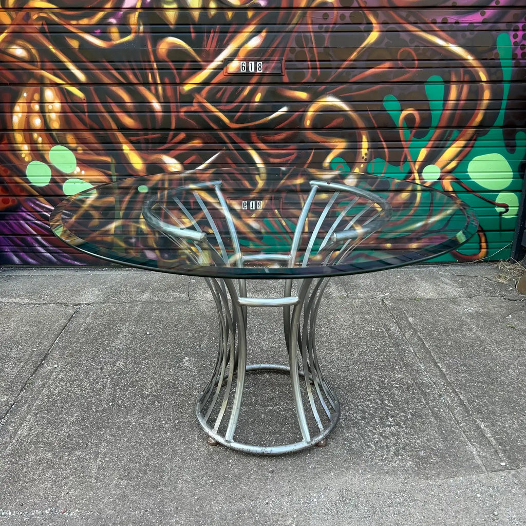 Mid Century Arthur Umanoff Glass and Steel Dining Set for Shaver Howard