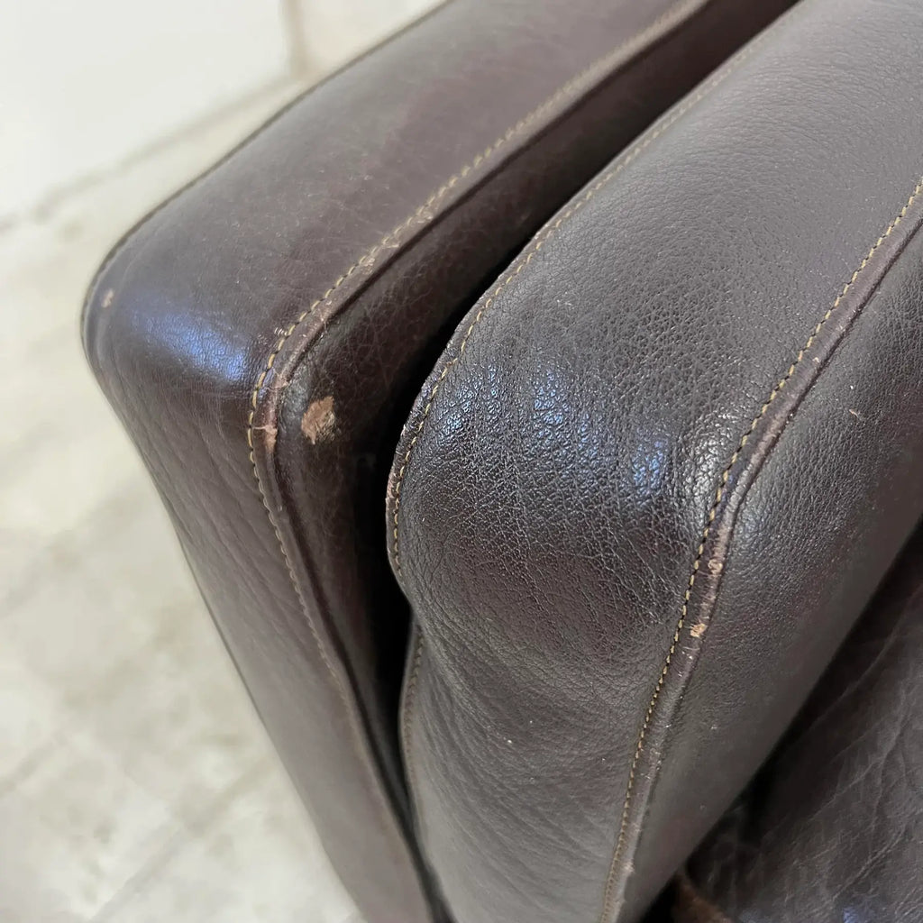 Mid Century Børge Mogensen Style Brown Leather Sofa