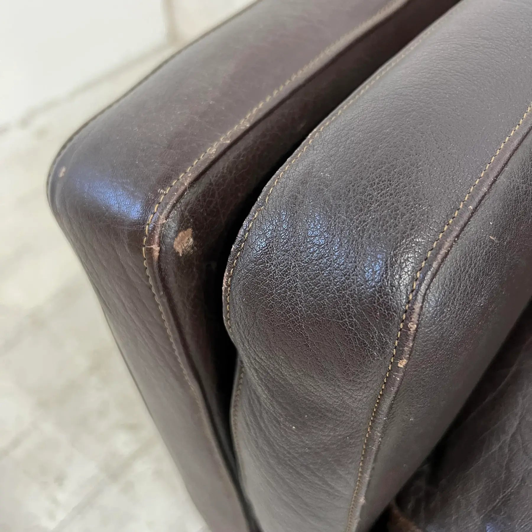 Mid Century Børge Mogensen Style Brown Leather Sofa