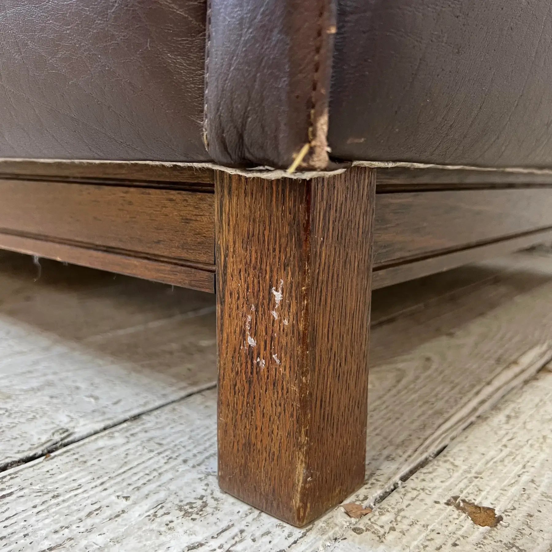 Mid Century Børge Mogensen Style Brown Leather Sofa