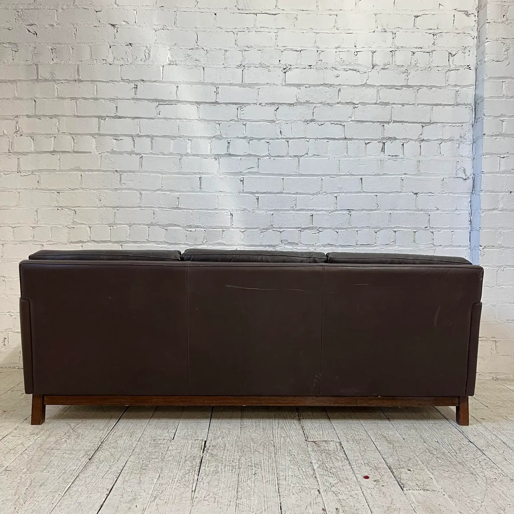 Mid Century Børge Mogensen Style Brown Leather Sofa