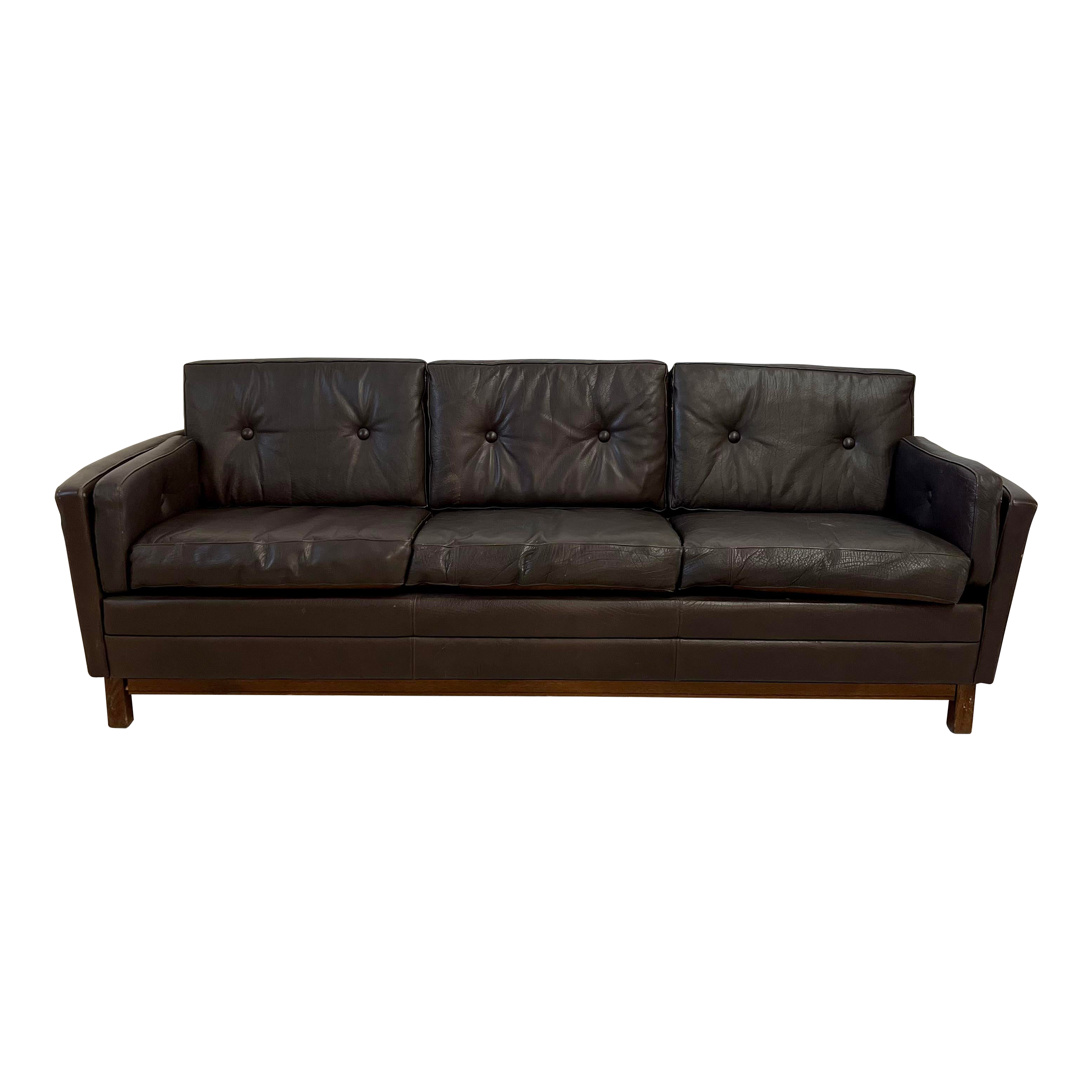 Mid Century Børge Mogensen Style Brown Leather Sofa