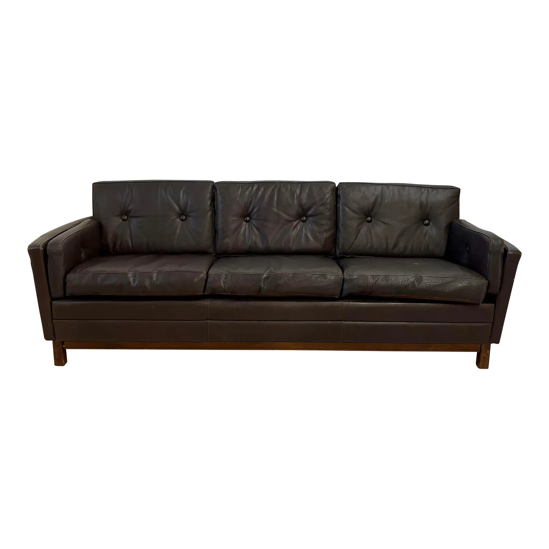 Mid Century Børge Mogensen Style Brown Leather Sofa