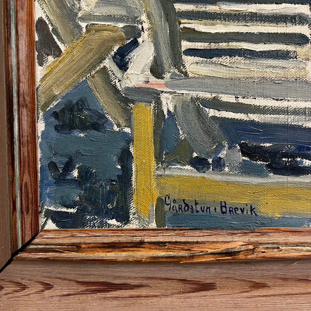Courtyard Oil Painting Husband and Wife