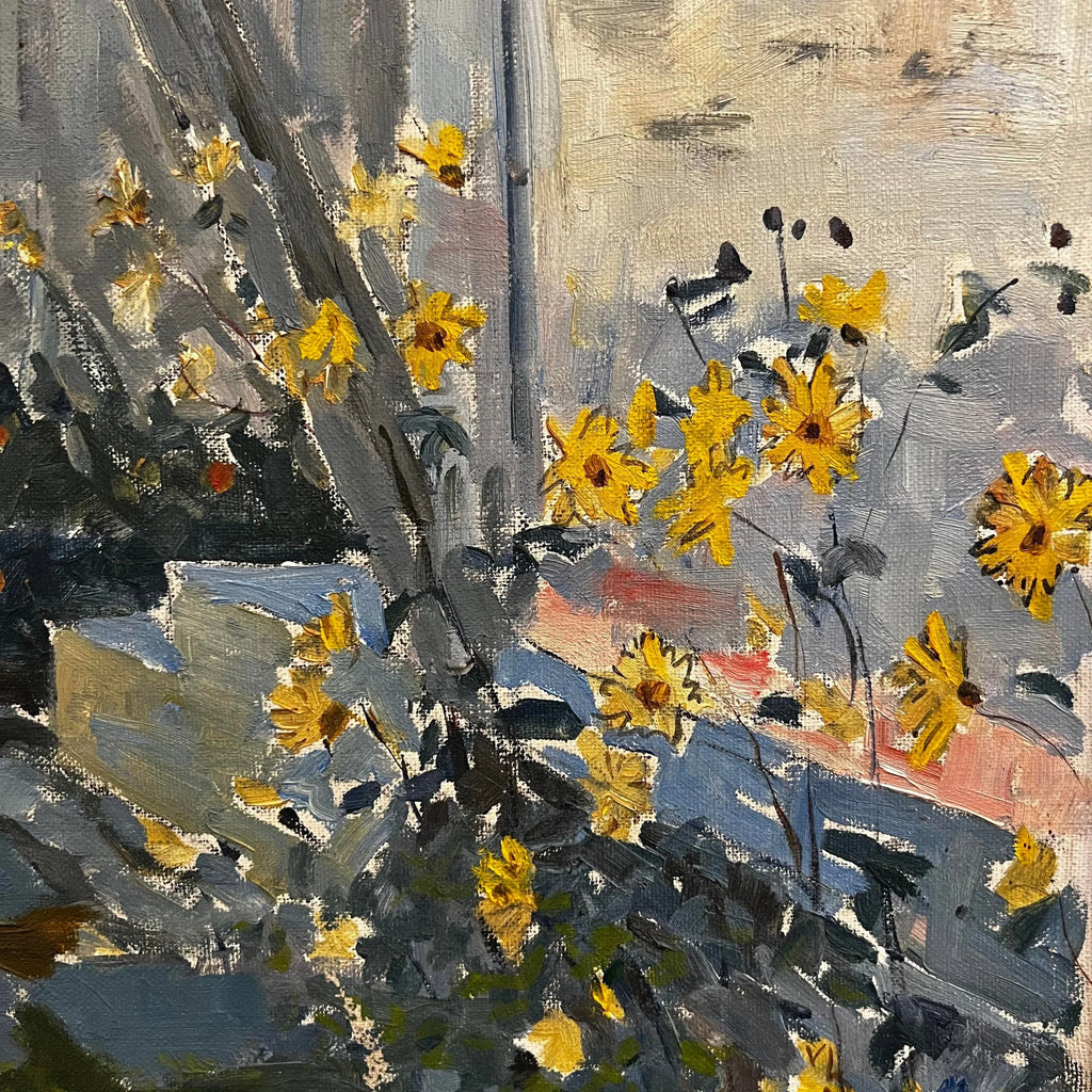Courtyard Oil Painting Husband and Wife