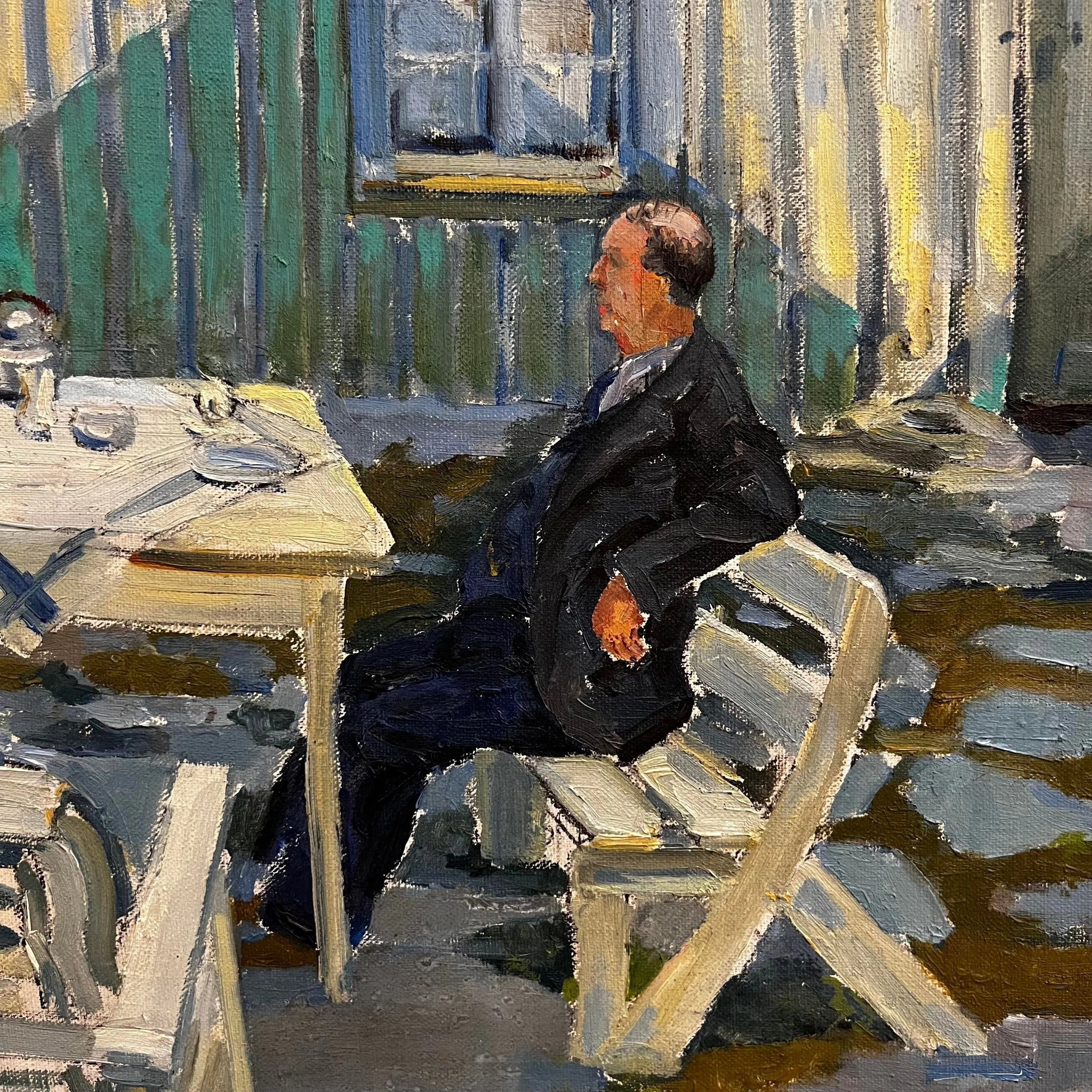 Courtyard Oil Painting Husband and Wife