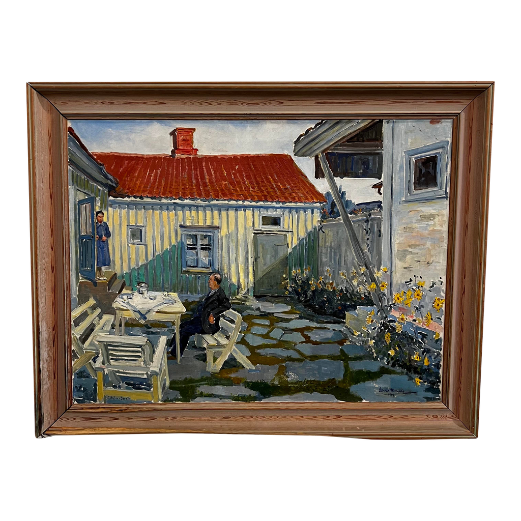 Courtyard Oil Painting Husband and Wife