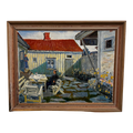Courtyard Oil Painting Husband and Wife