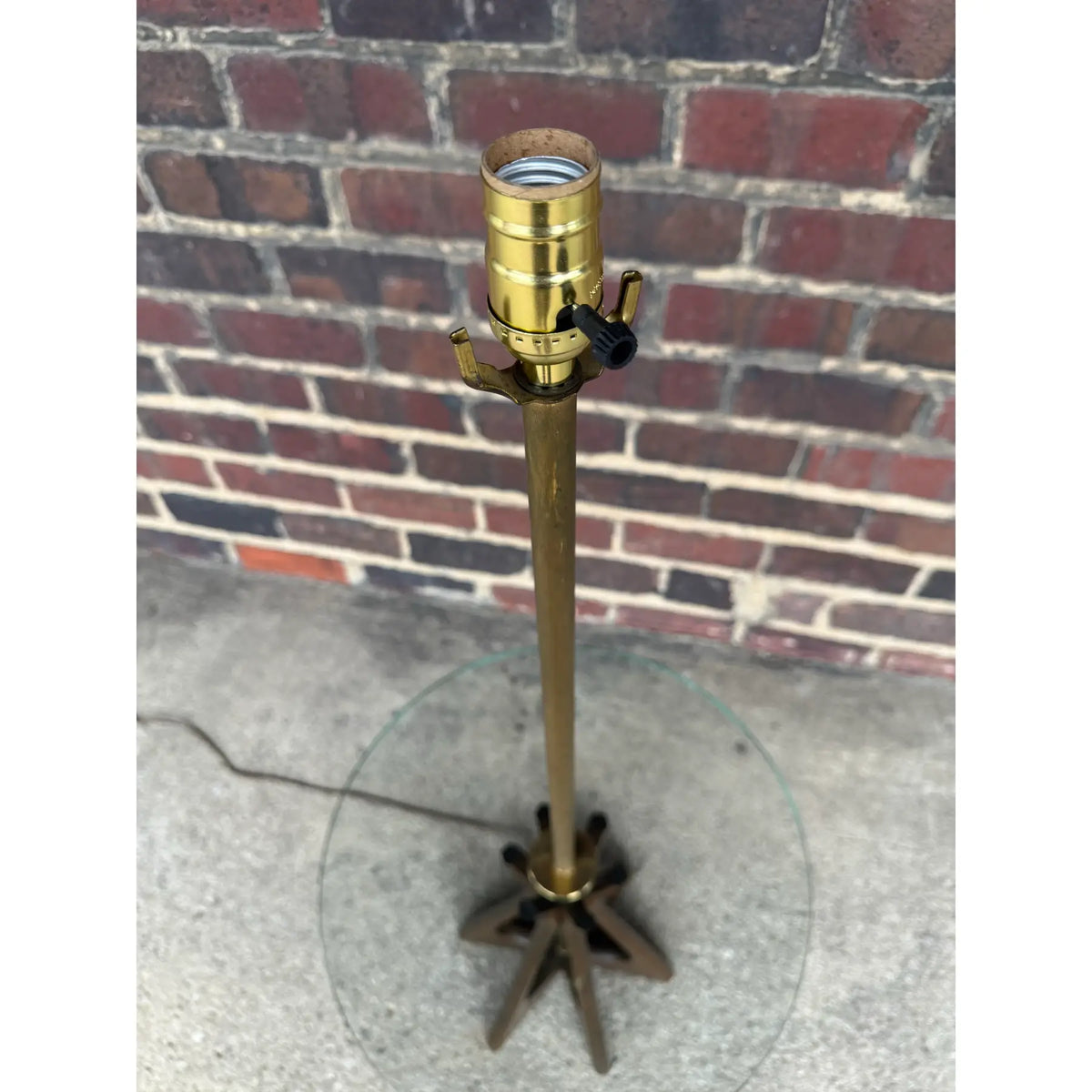 Mid Century Floor Lamp With Glass Table Style of Modline