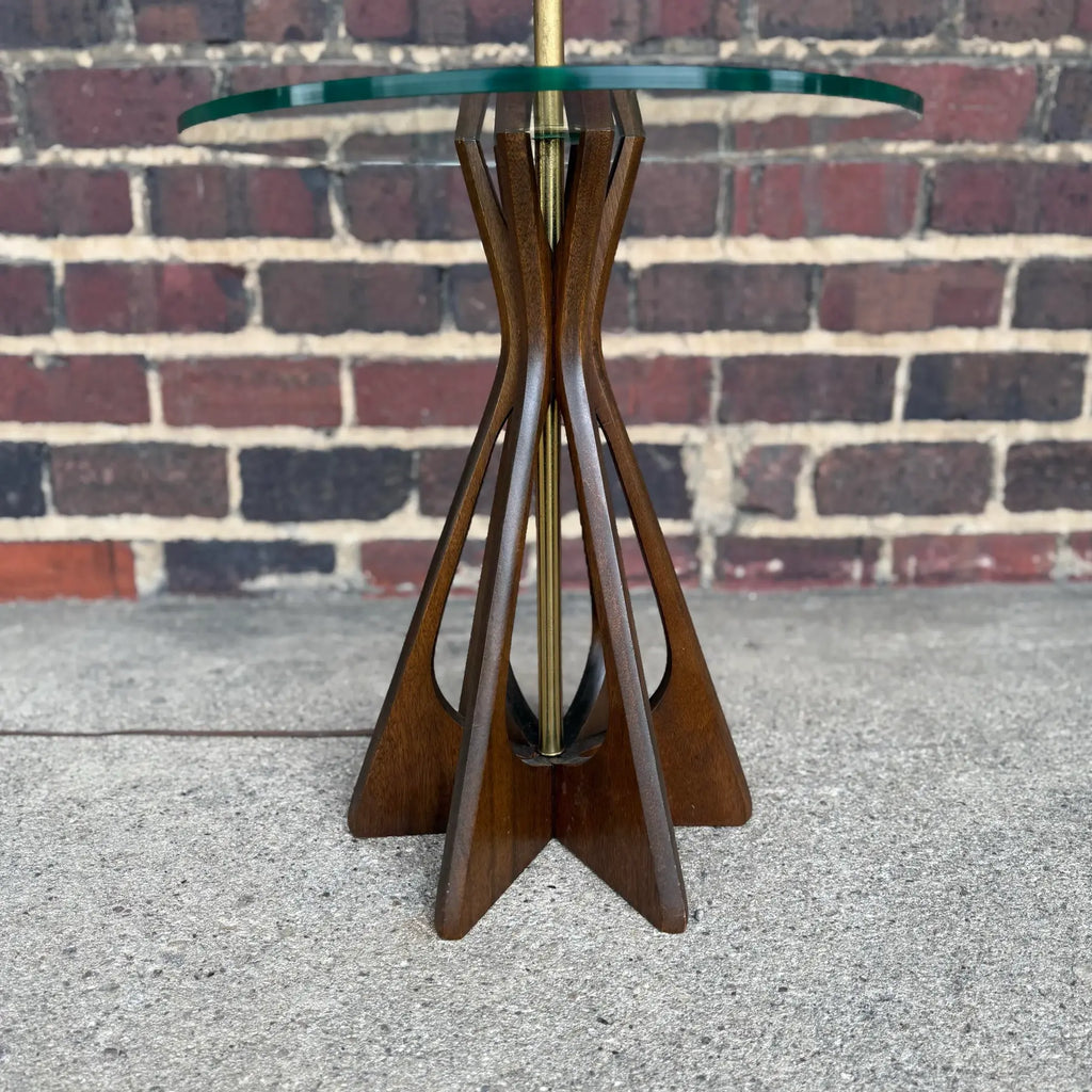 Mid Century Floor Lamp With Glass Table Style of Modline