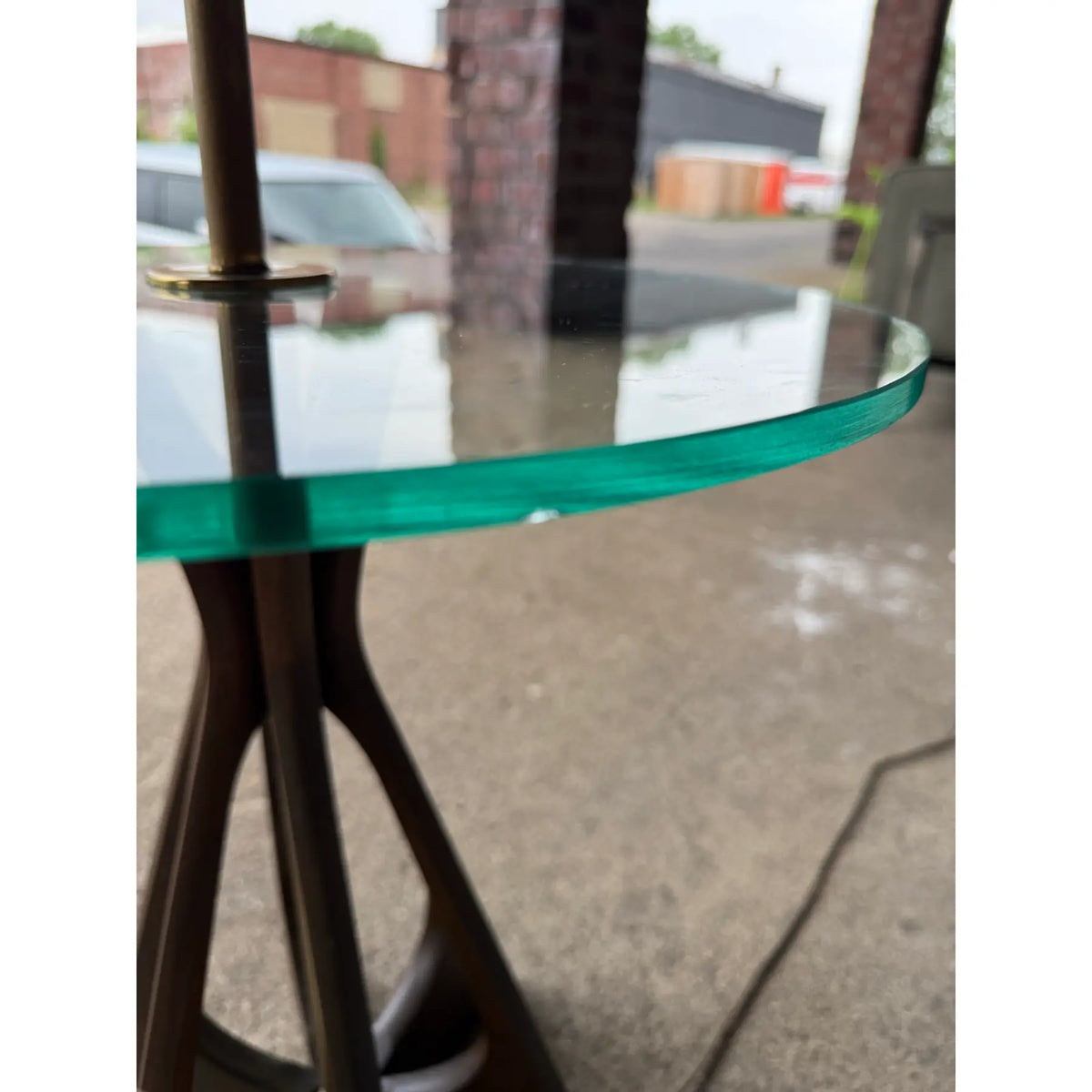 Mid Century Floor Lamp With Glass Table Style of Modline