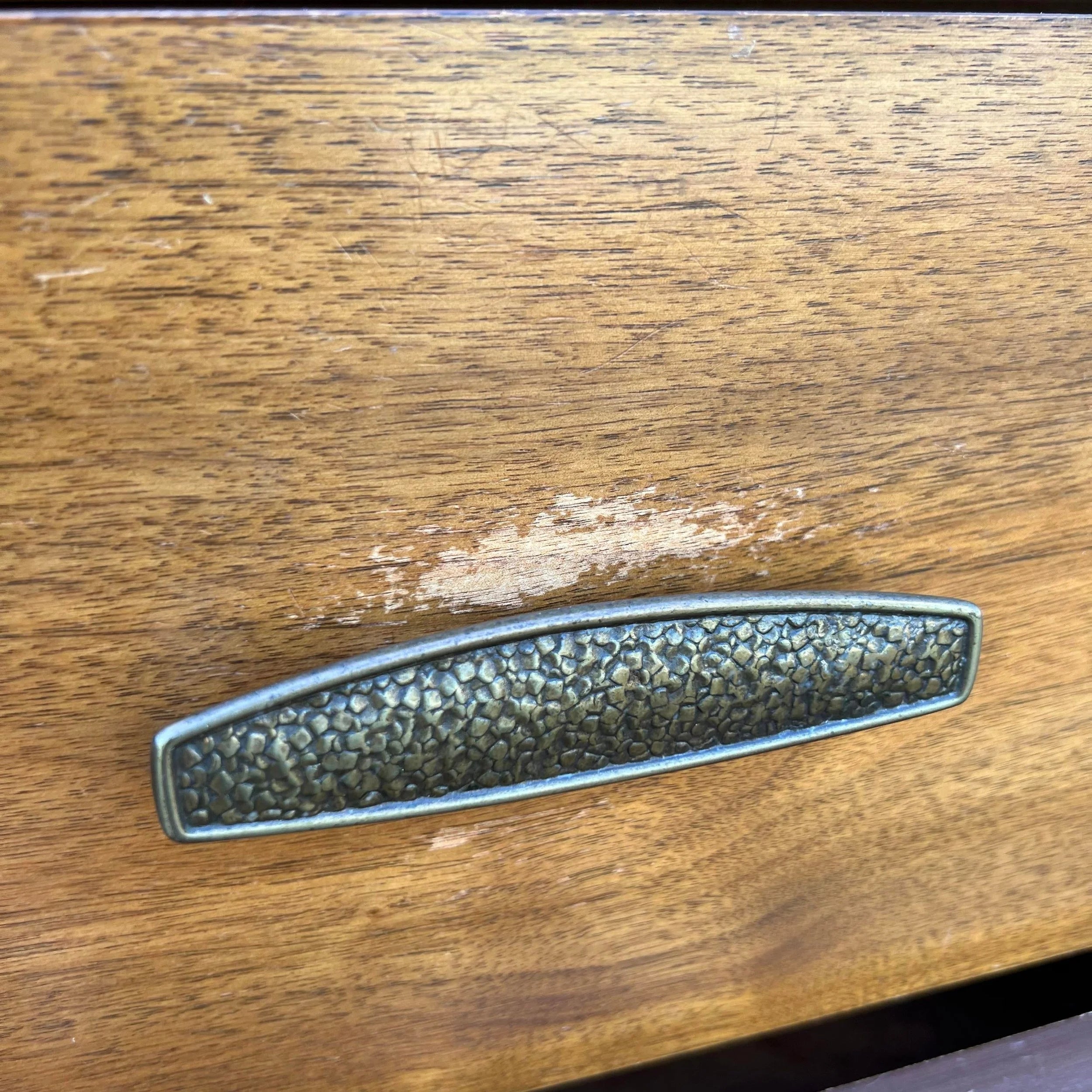 Mid Century Modern 9 Drawer Low Dresser With Brass Pulls
