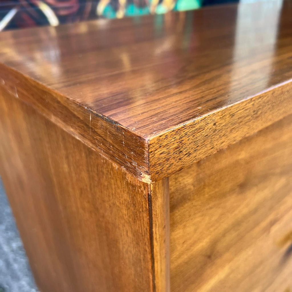 Mid Century Modern 9 Drawer Low Dresser With Brass Pulls