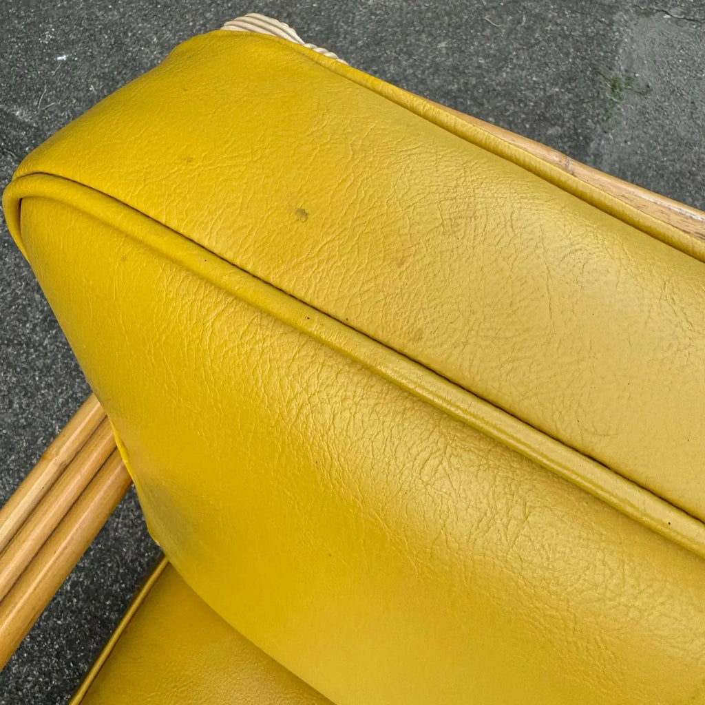 Mid Century Modern Bamboo Arm Lounge Chair Yellow