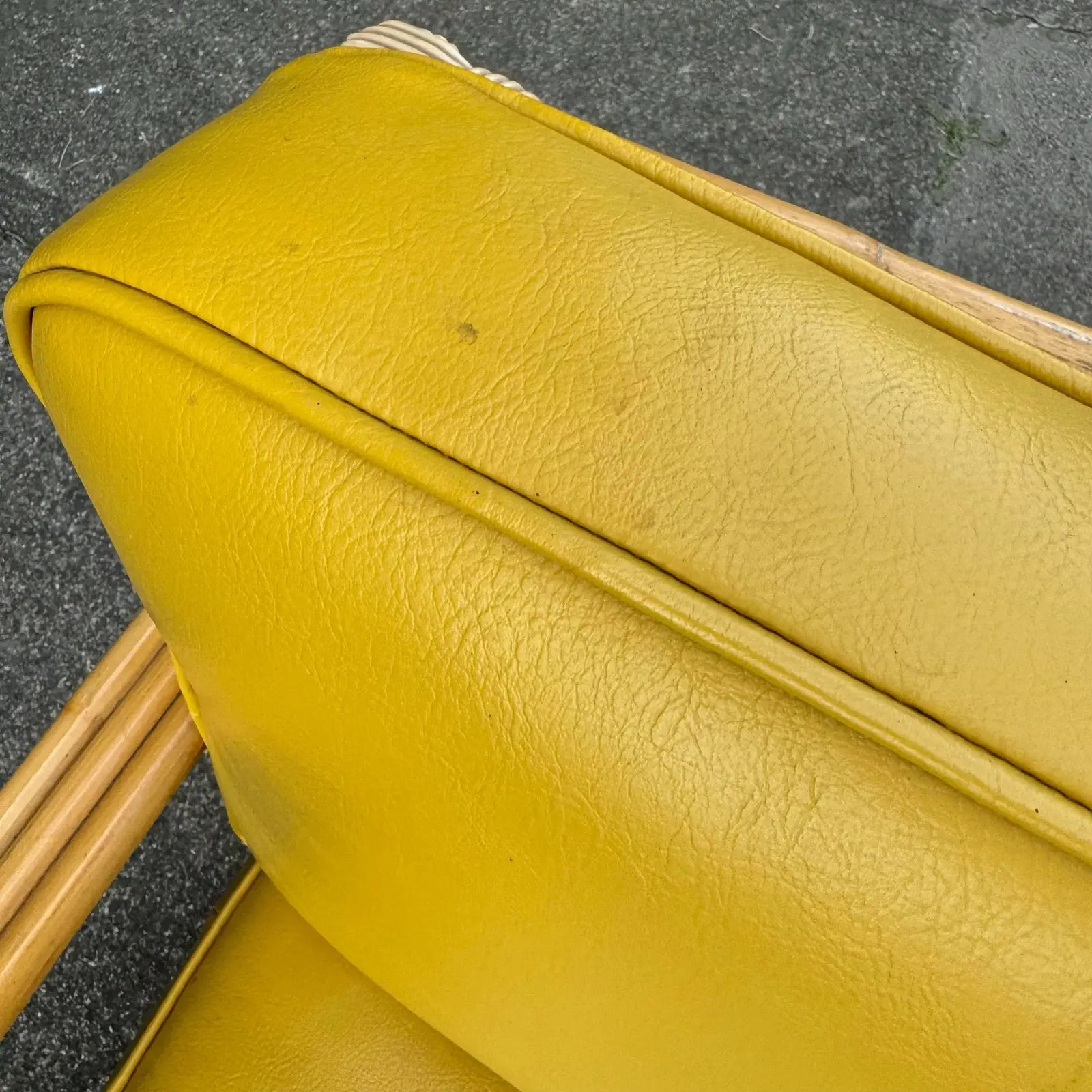 Mid Century Modern Bamboo Arm Lounge Chair Yellow