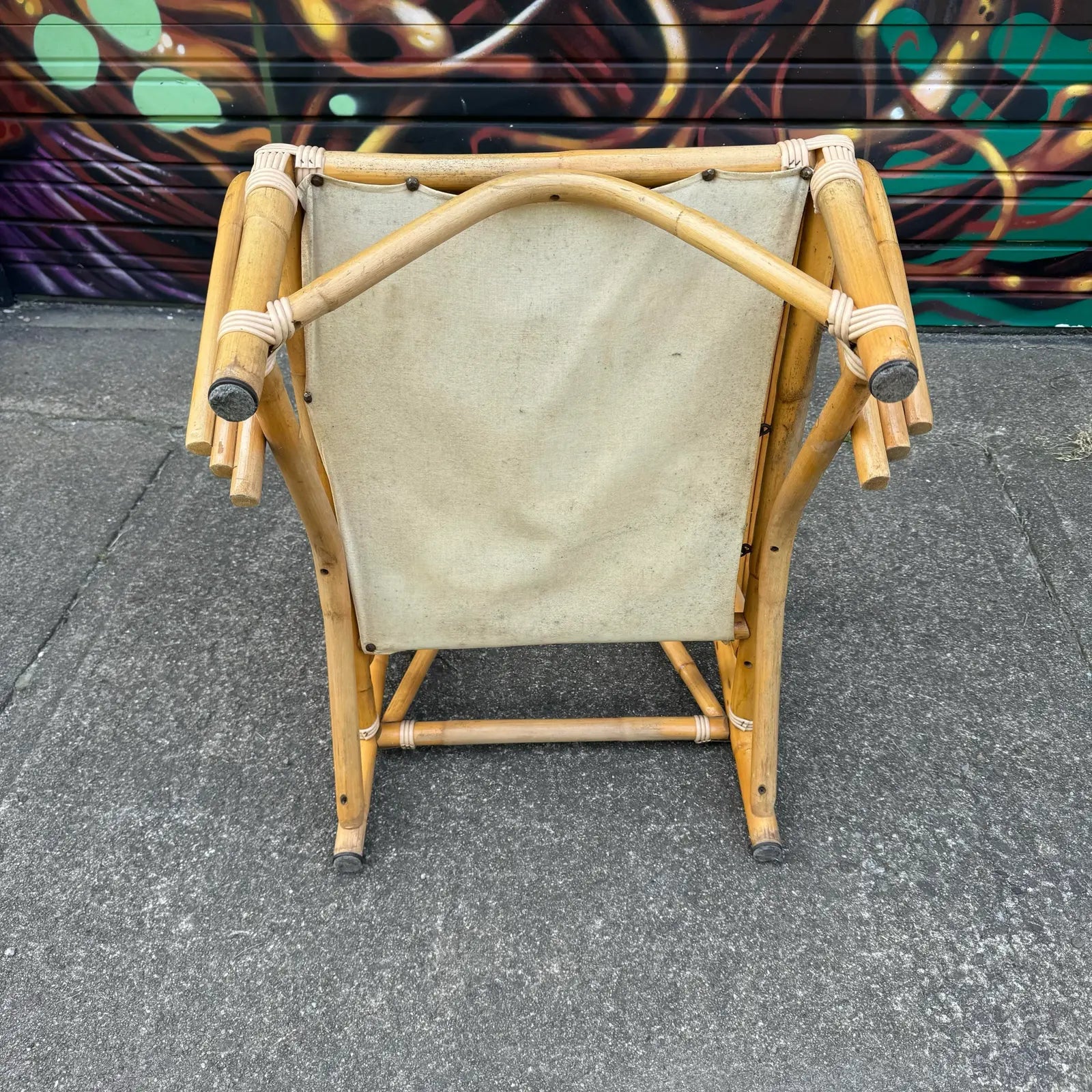 Mid Century Modern Bamboo Arm Lounge Chair Yellow