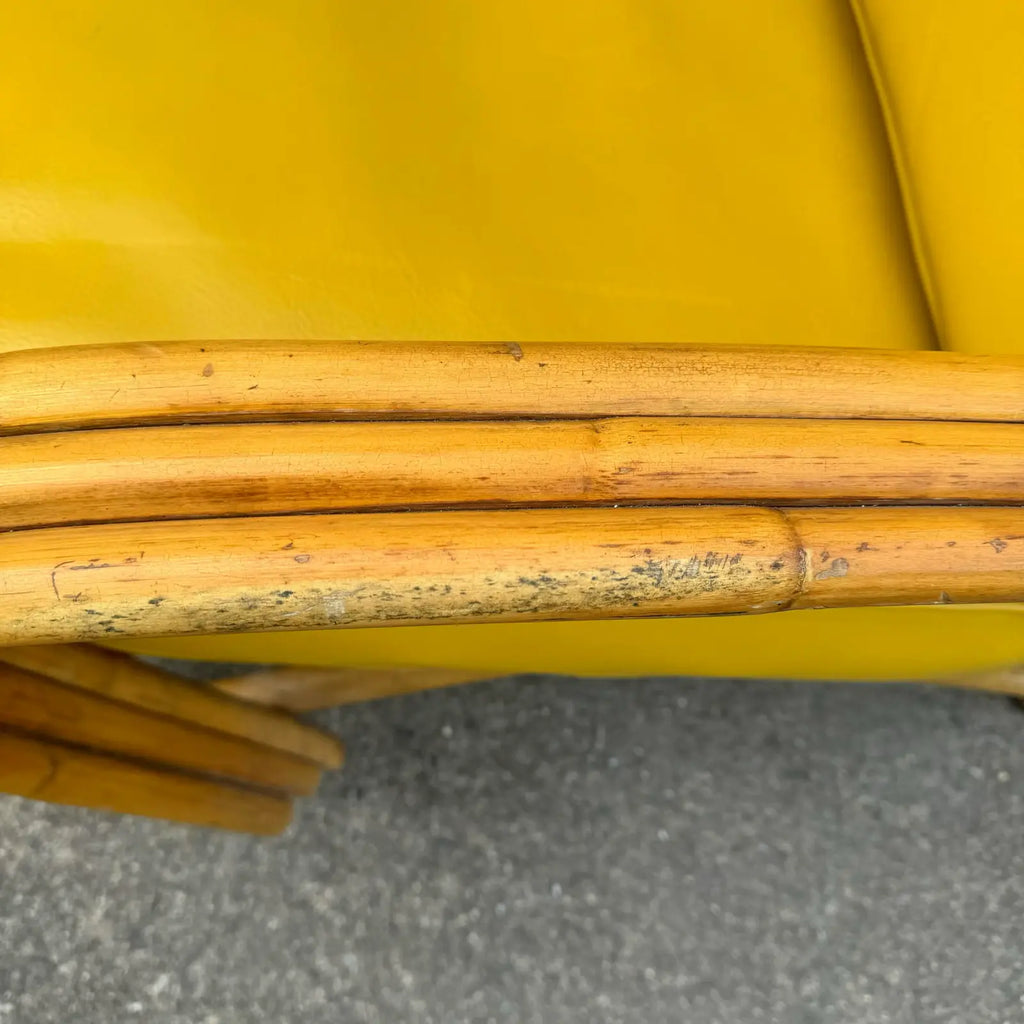Mid Century Modern Bamboo Arm Lounge Chair Yellow