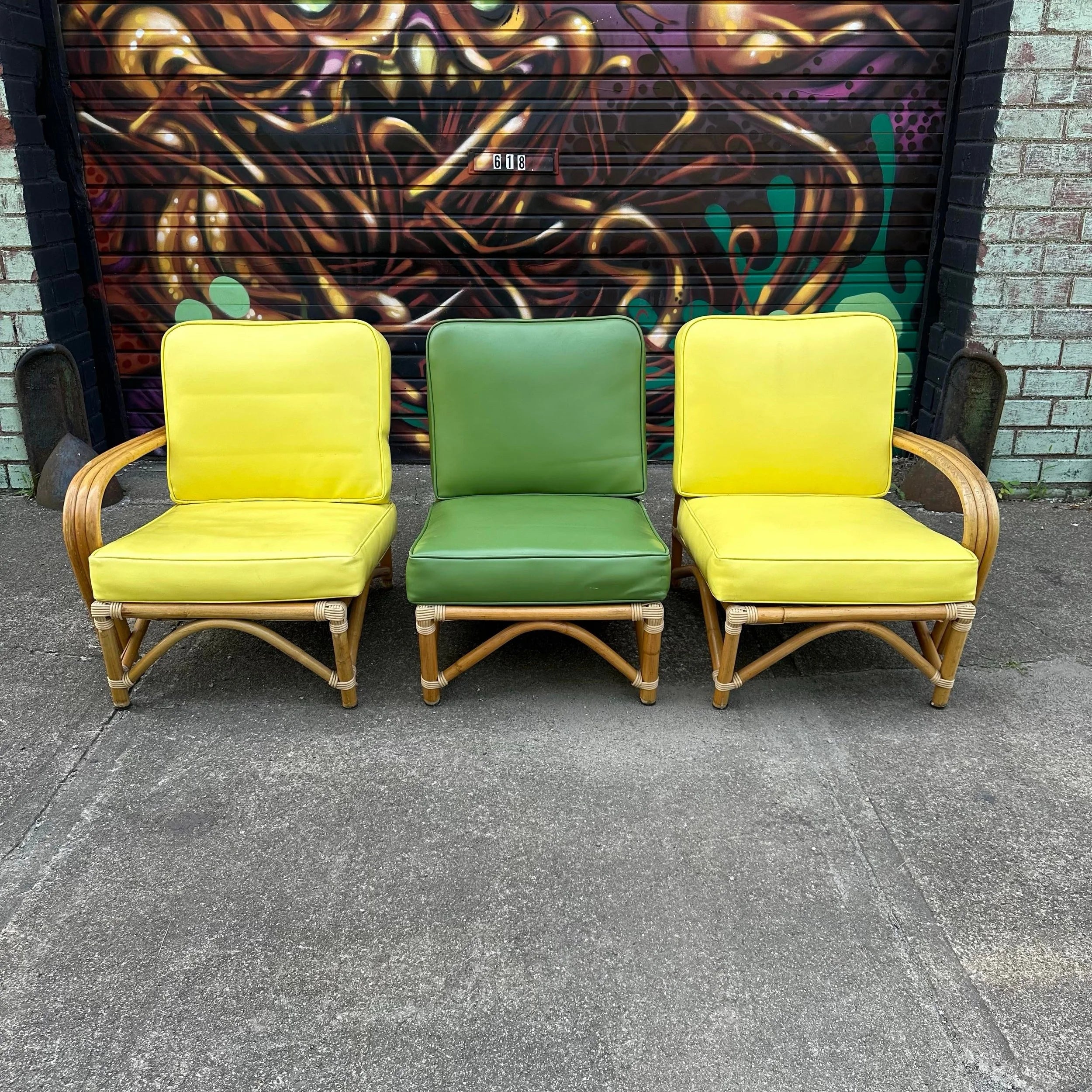 Mid Century Modern Bamboo Sectional Sofa