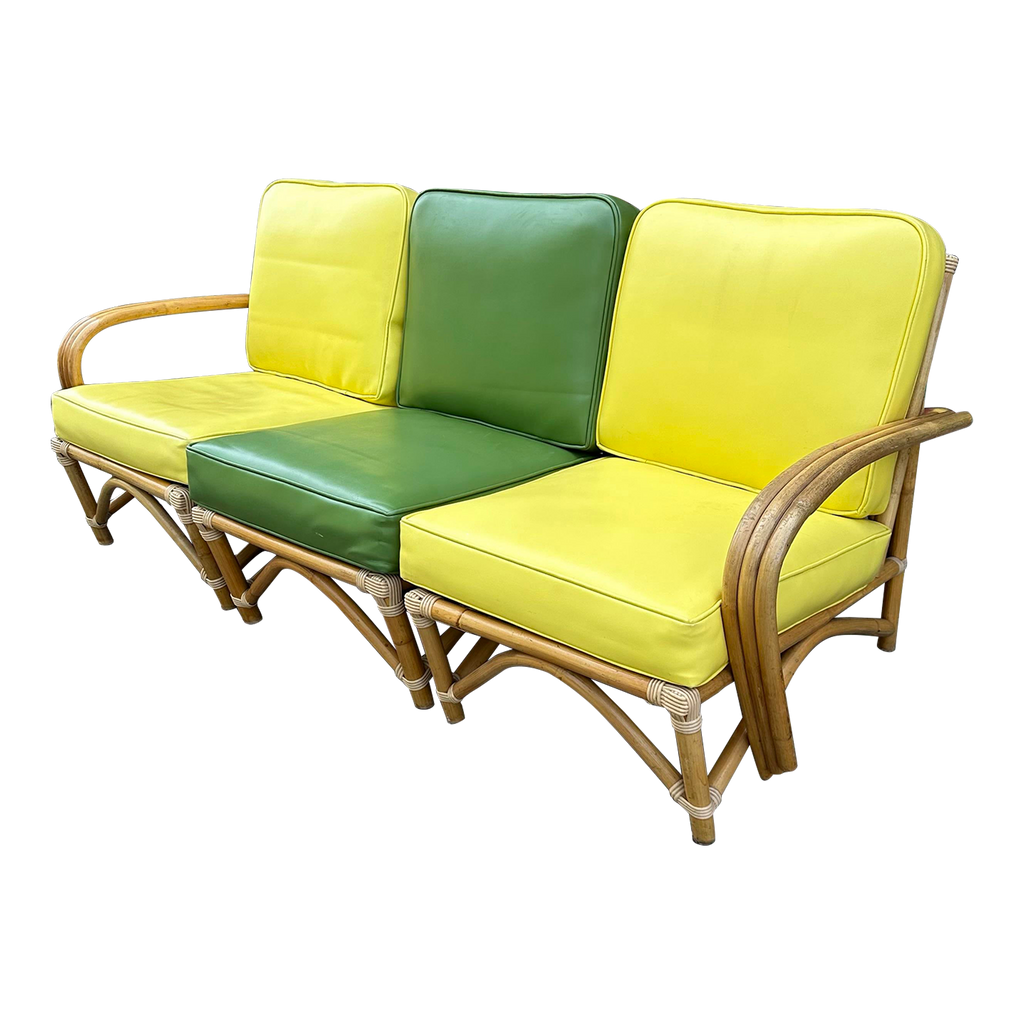 Mid Century Modern Bamboo Sectional Sofa