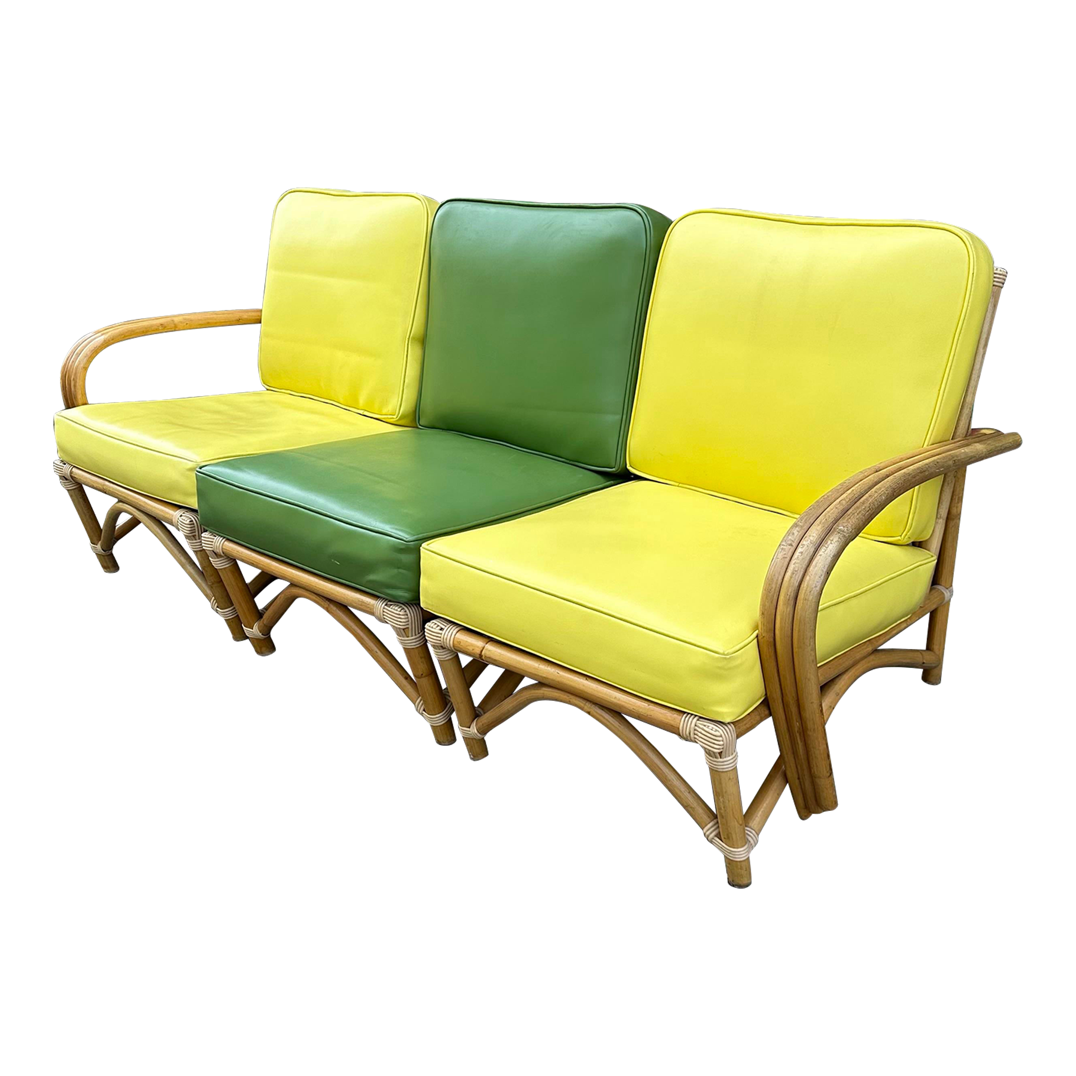 Mid Century Modern Bamboo Sectional Sofa