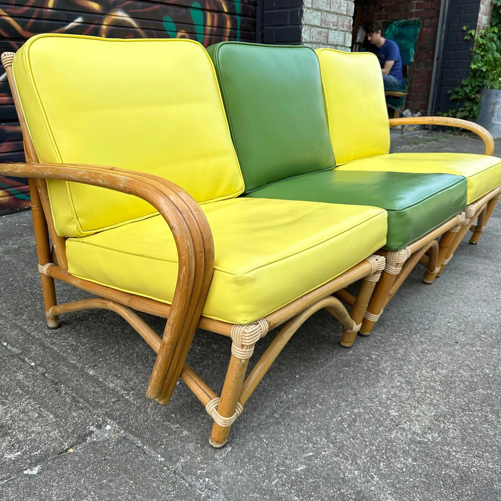 Mid Century Modern Bamboo Sectional Sofa