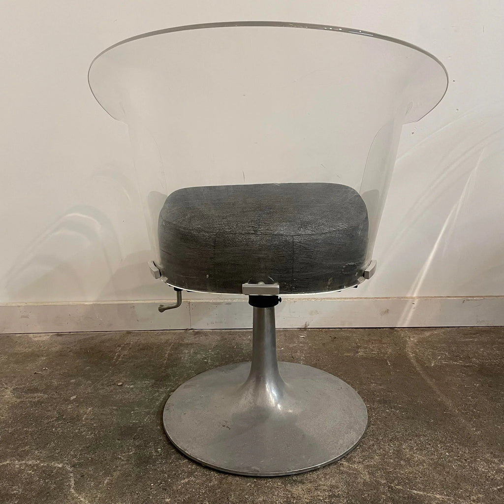Mid Century Modern Bassick Flo-Tork Lucite Swivel and Reclining Chairs with Tulip Base - Set of 4