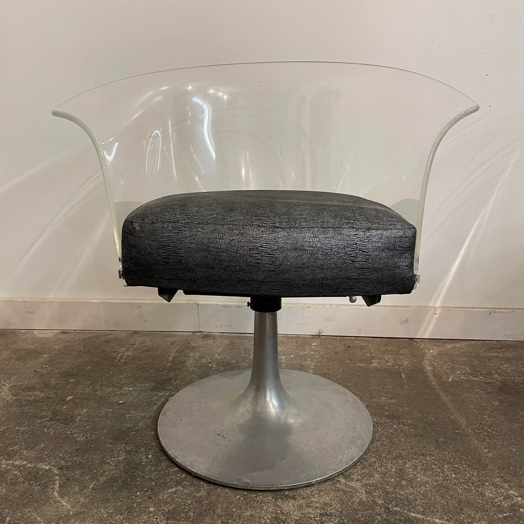 Mid Century Modern Bassick Flo-Tork Lucite Swivel and Reclining Chairs with Tulip Base - Set of 4