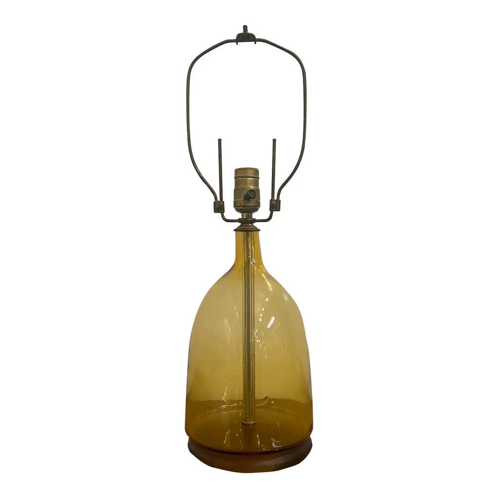 Mid Century Modern Blenko Glass Company Yellow Table Lamp, Unmarked
