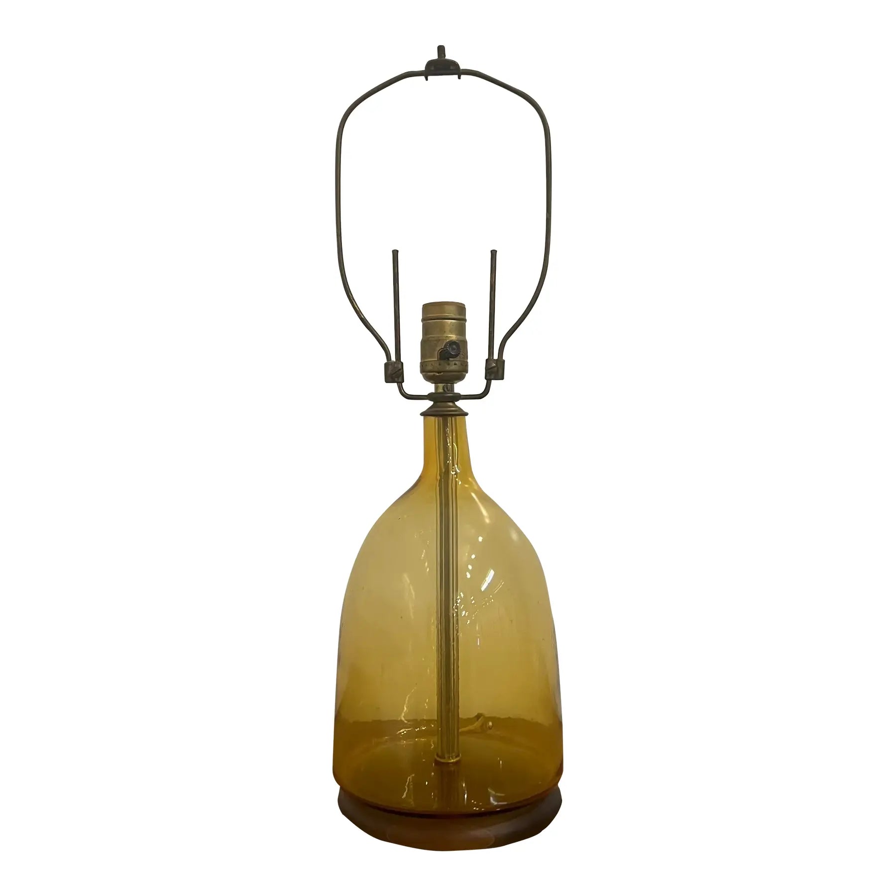 Mid Century Modern Blenko Glass Company Yellow Table Lamp, Unmarked