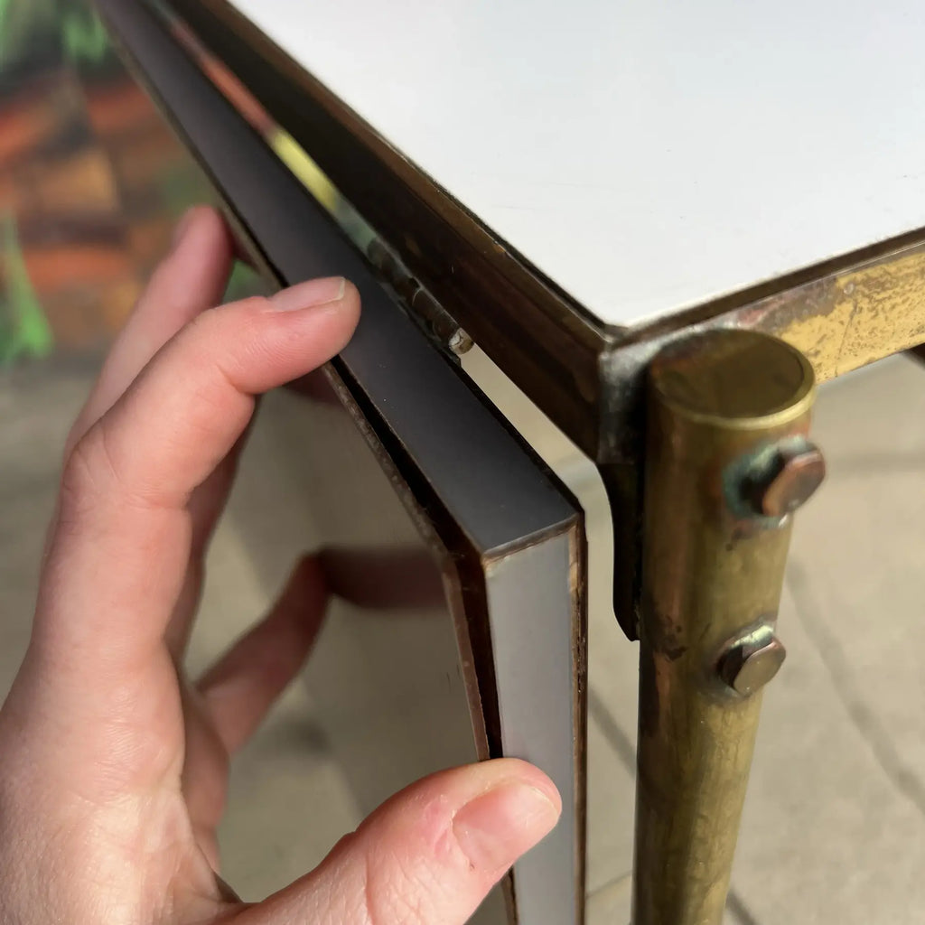 Mid Century Modern Brass and Glass Bar Cart Possible Harvey Probber