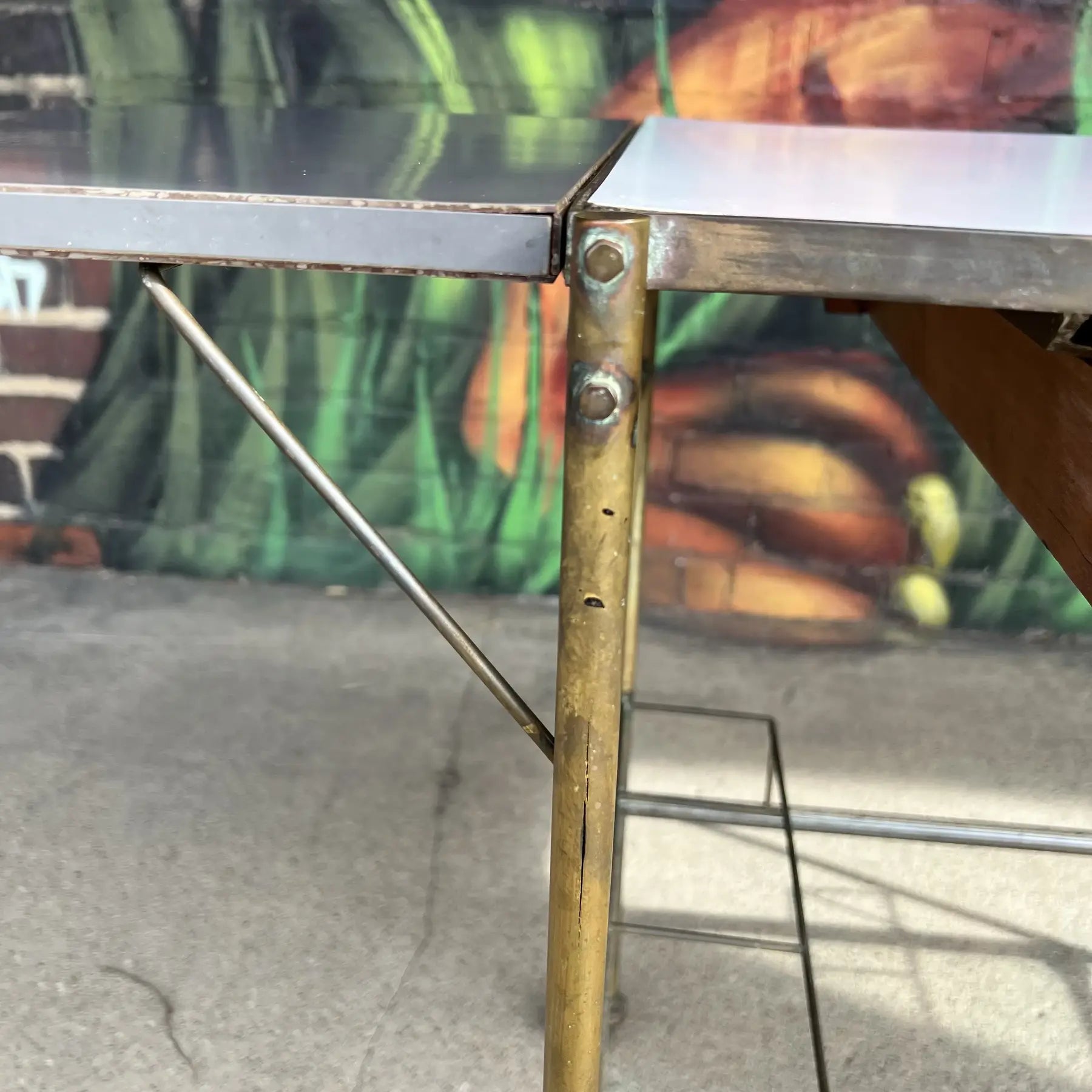 Mid Century Modern Brass and Glass Bar Cart Possible Harvey Probber