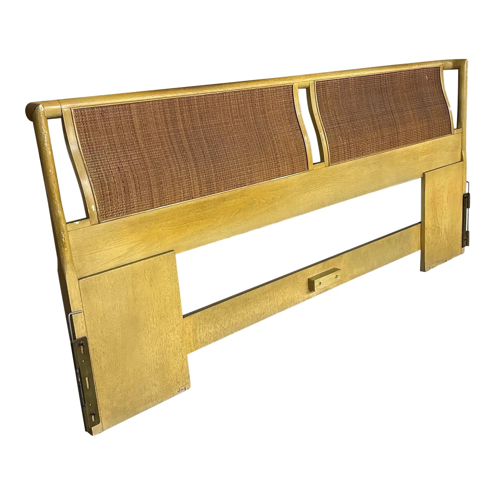 Mid Century Modern Caned King Size Headboard by Drexel Parallel