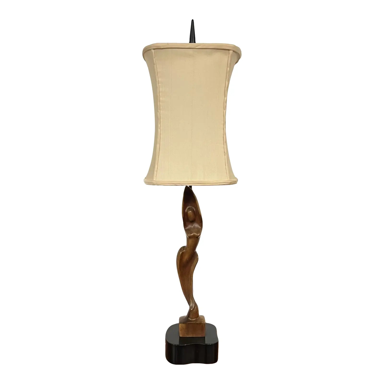 Mid Century Modern Carved Woman Figural Heifetz Table Lamp