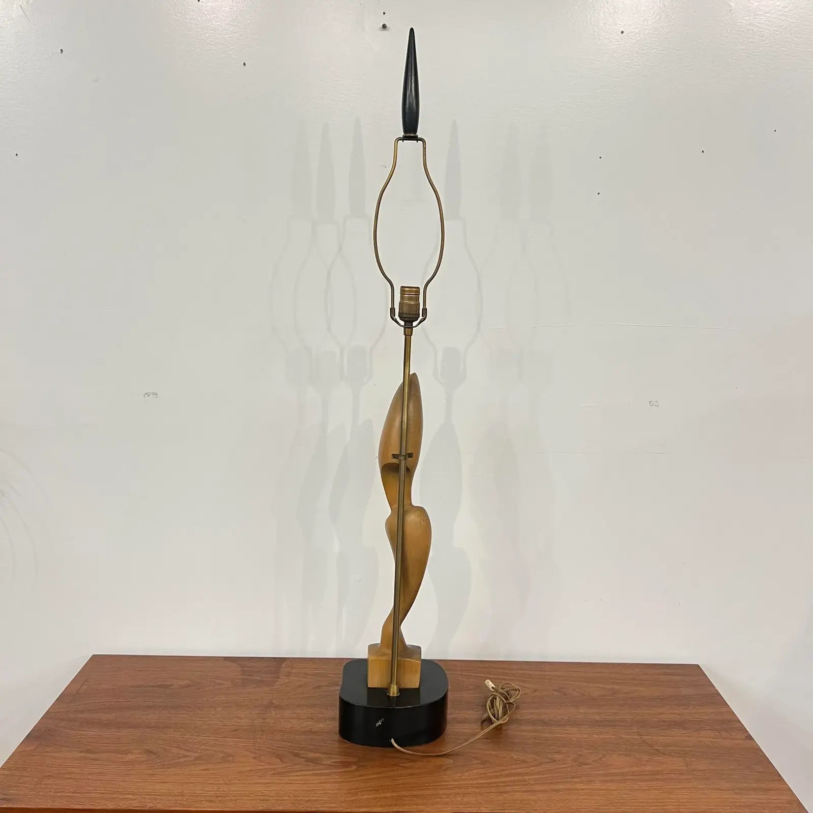 Mid Century Modern Carved Woman Figural Heifetz Table Lamp