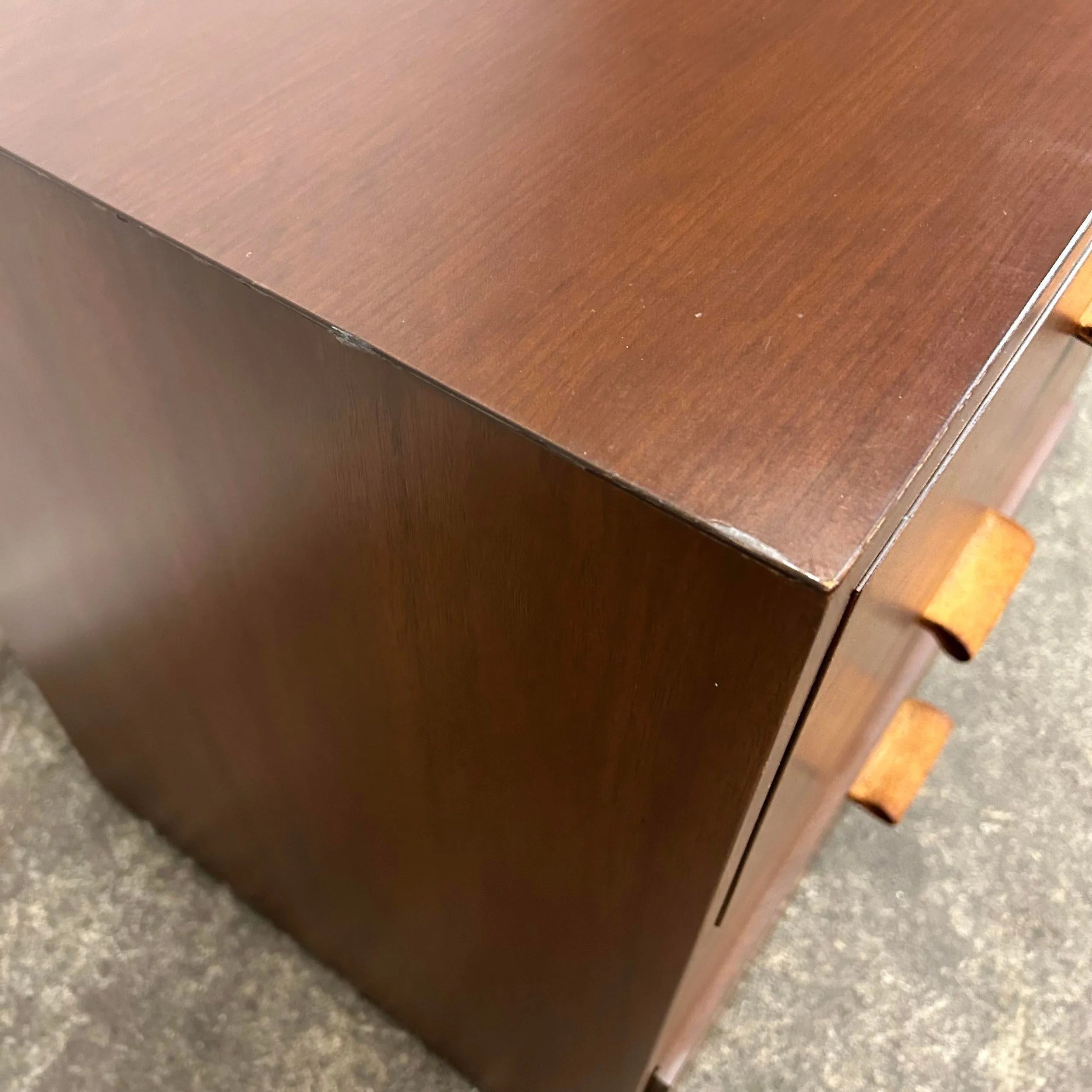 Mid Century Modern Chest of Drawers With Leather Pulls