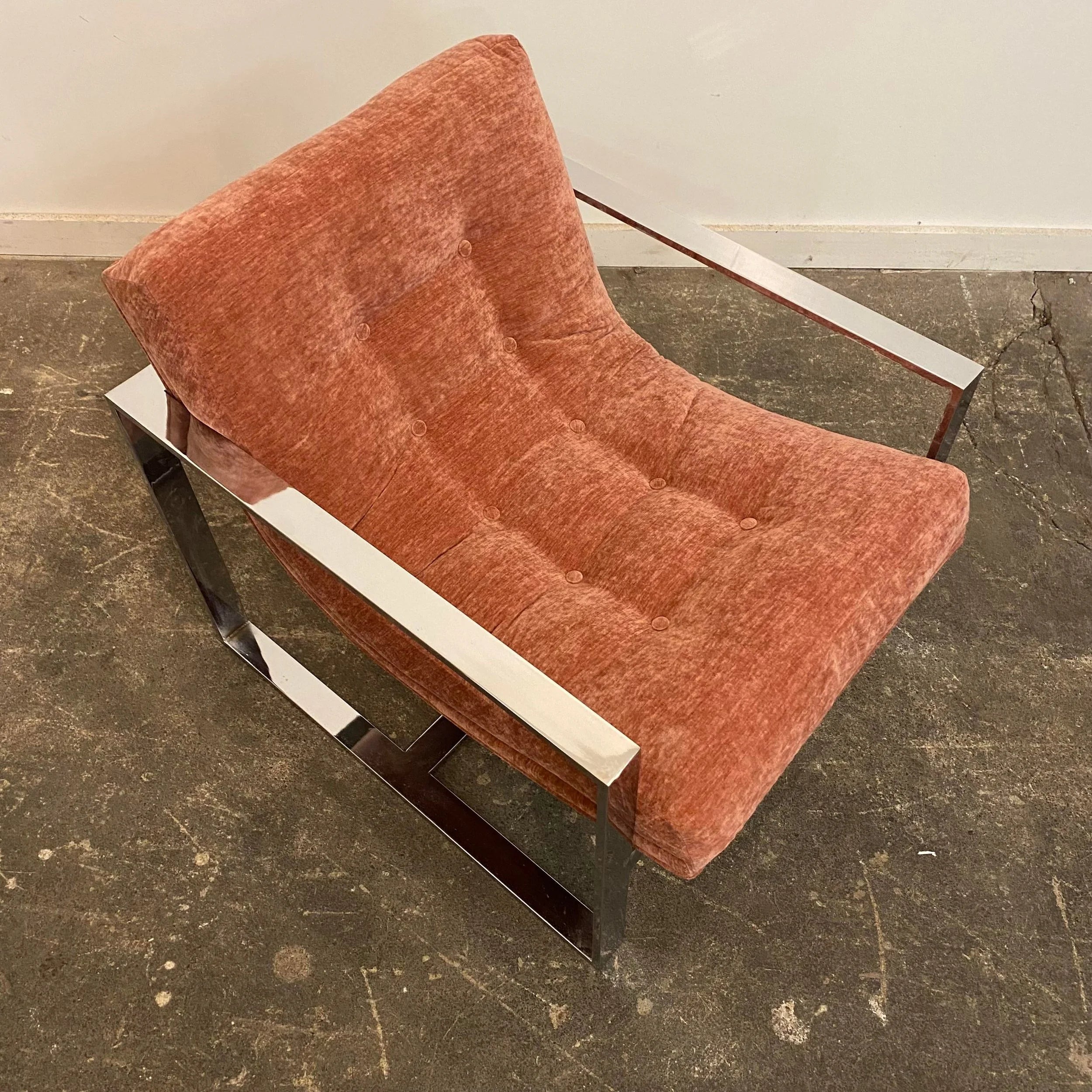 Mid-Century Modern Chrome Base Club Chair