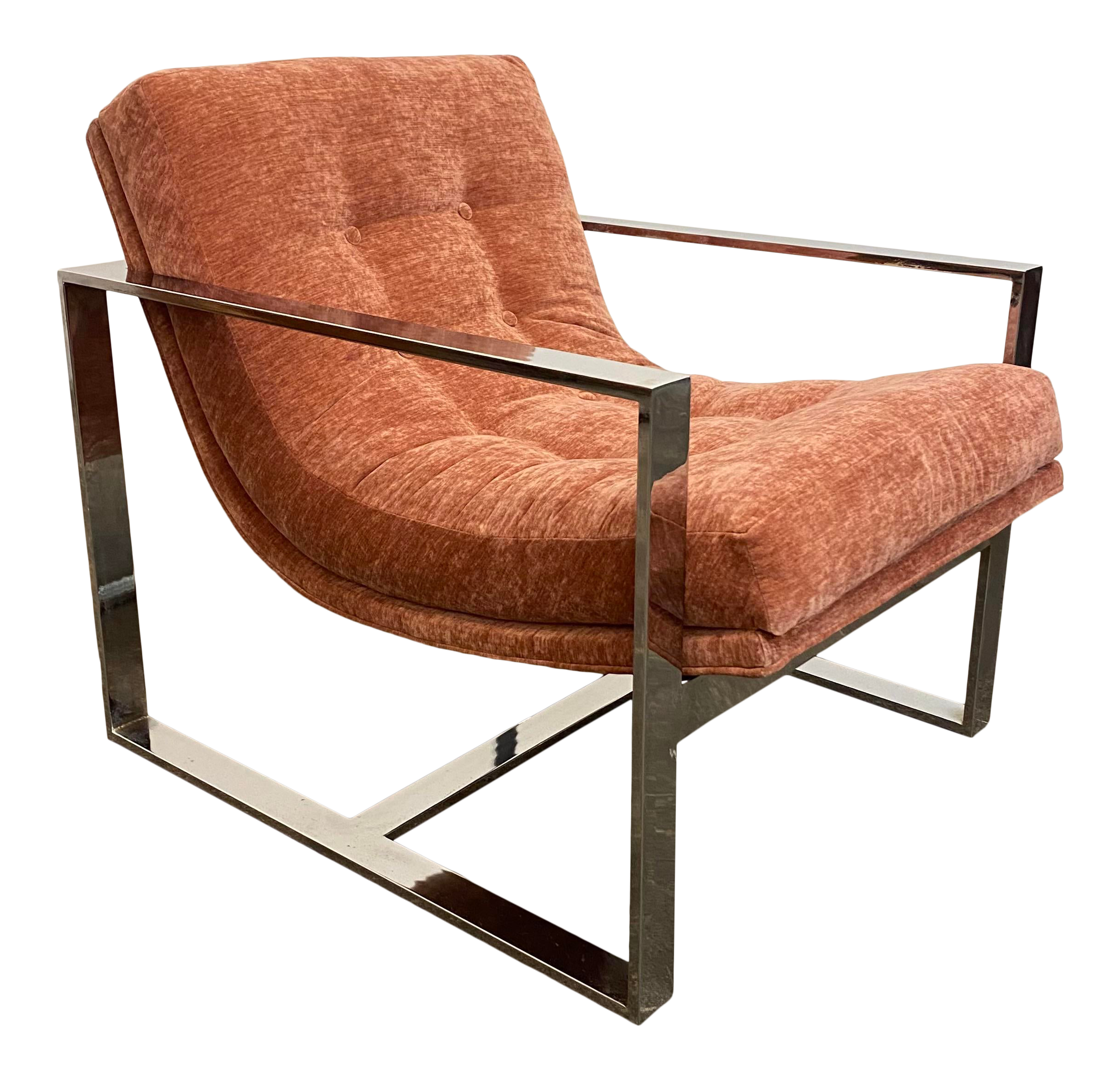 Mid-Century Modern Chrome Base Club Chair